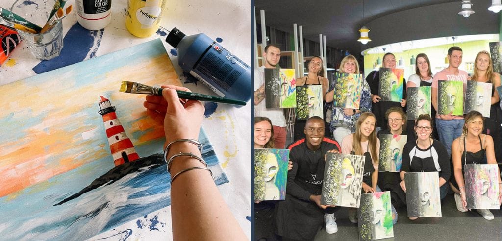zusammen kreativ werden leinwand acryl motiv