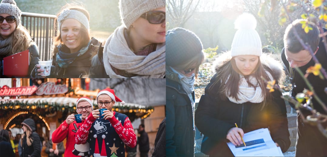 Bei der Gluehwein-Rallye Aufgaben loesen spielen und geniessen Duesseldorf Firmenfeier