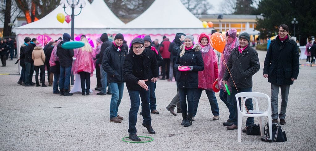 Bei der Winter-Olympiade in Duesseldorf wird einem ganz warm