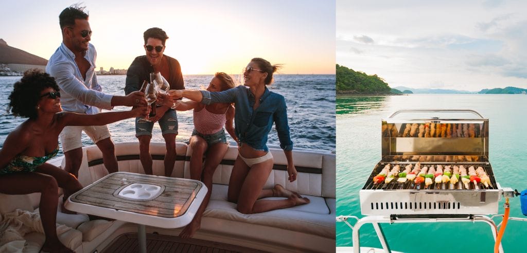 mit den Kollegen auf dem Wasser abfeiern