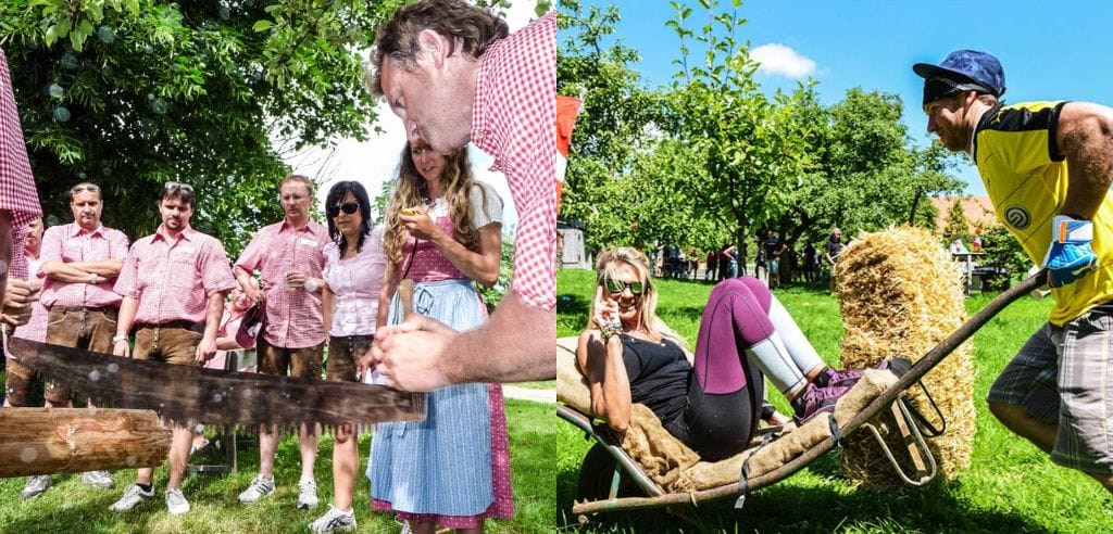 heitere Stimmung bei den Disziplinen der Alpenolympiade