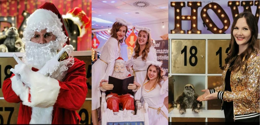 Quizmaster und Assistenz beim Weihnachtsshow-Special