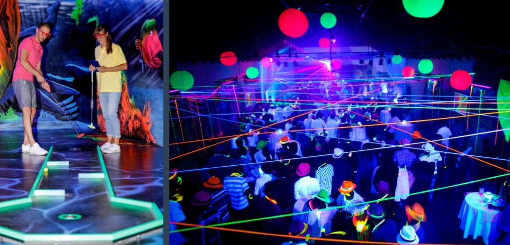 cooles Ambiente beim Indoor Neongolf in Mainz