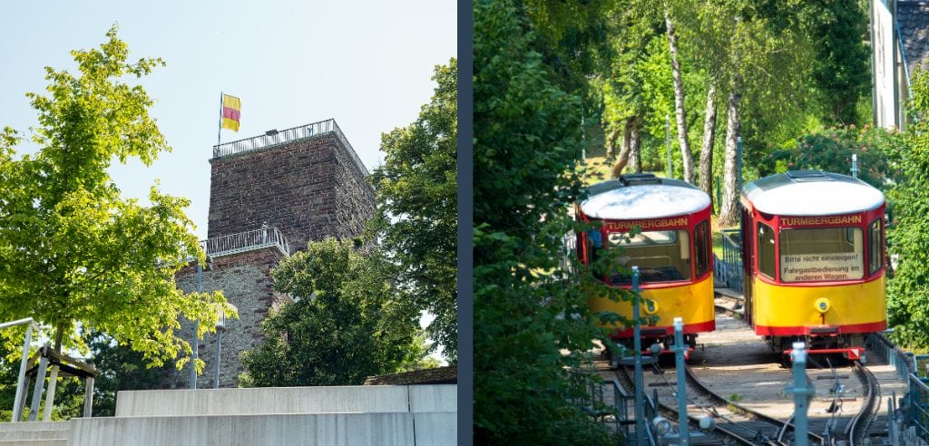 mit der Turmbergbahn auf die Turmbergterrasse